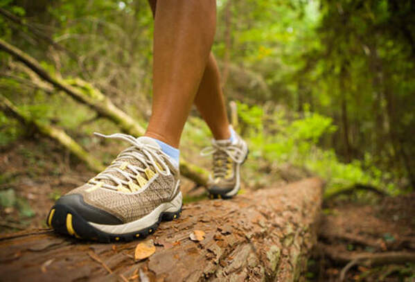 Zapatillas cómodas en un sendero claro de parque